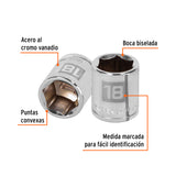 DADO DE 18 MM, 6 PUNTAS, CUADRO 3/8', TRUPER