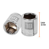 DADO DE 18 MM, 6 PUNTAS, CUADRO 3/8', TRUPER
