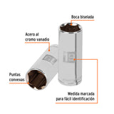 DADO LARGO DE 19 MM, 6 PUNTAS, CUADRO 3/8', TRUPER
