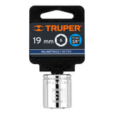 DADO DE 19 MM, 6 PUNTAS, CUADRO 3/8', TRUPER