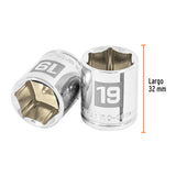DADO DE 19 MM, 6 PUNTAS, CUADRO 3/8', TRUPER