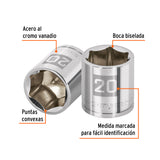 DADO DE 20 MM, 6 PUNTAS, CUADRO 3/8', TRUPER