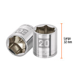 DADO DE 20 MM, 6 PUNTAS, CUADRO 3/8', TRUPER