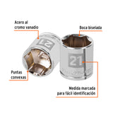 DADO DE 21 MM, 6 PUNTAS, CUADRO 3/8', TRUPER
