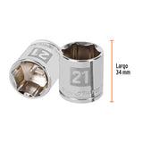 DADO DE 21 MM, 6 PUNTAS, CUADRO 3/8', TRUPER