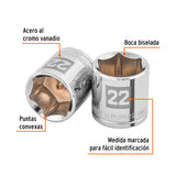 DADO DE 22 MM, 6 PUNTAS, CUADRO 3/8', TRUPER