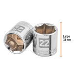 DADO DE 22 MM, 6 PUNTAS, CUADRO 3/8', TRUPER