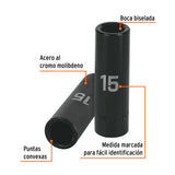 DADO LARGO CUADRO 1/2' DE IMPACTO 6 PUNTAS DE 15 MM, TRUPER