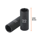 DADO LARGO IMPACTO DE 22 MM, 6 PUNTAS, CUADRO 1/2', TRUPER
