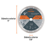 DISCO DE DIAMANTE DE 9' X 3 MM, RIN TURBO, TRUPER