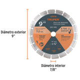 DISCO DE DIAMANTE DE 9' X 2.7 MM, RIN SEGMENTADO, TRUPER
