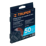 DISCO DE LIJA 4-1/2' CON RESPALDO DE FIBRA, GRANO 50, TRUPER