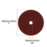 DISCO DE LIJA DE 7' CON RESPALDO DE FIBRA, GRANO 24, TRUPER