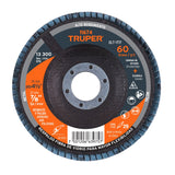 DISCO LAMINADO 4-1/2", GRANO 60 CENTRO 7/8", FIBRA, TRUPER