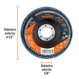 DISCO LAMINADO 4-1/2", GRANO 120 CENTRO 7/8", FIBRA, TRUPER