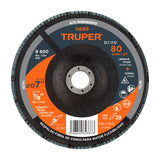 DISCO LAMINADO 7", GRANO 80 CENTRO 7/8", FIBRA, TRUPER