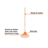 ESCOBA METÁLICA PARA JARDÍN, CURVA, 22 DIENTES, MANGO 48'