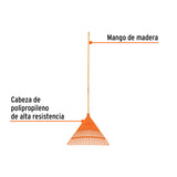 ESCOBA PLÁSTICA PARA JARDÍN, RÍGIDA, 22 DIENTES, MANGO 48'