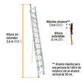 ESCALERA DE EXTENSIÓN, TIPO III, 24 PELDAÑOS, TRUPER