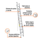 ESCALERA DE EXTENSIÓN, TIPO III, 24 PELDAÑOS, TRUPER