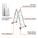 ESCALERA MULTIPOSICIÓN 8 PELDAÑOS, TIPO I, TRUPER