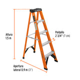 ESCALERA DE TIJERA, TIPO LL, 4 PELDAÑOS, FIBRA DE VIDRIO, TRUPER