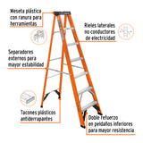 ESCALERA DE TIJERA, TIPO LL, 6 PELDAÑOS, FIBRA DE VIDRIO TRUPER