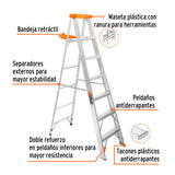 ESCALERA DE TIJERA TIPO II 6 PELDAÑOS Y BANDEJA, TRUPER
