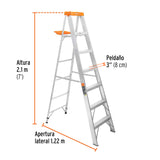 ESCALERA DE TIJERA TIPO II 6 PELDAÑOS Y BANDEJA, TRUPER