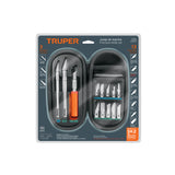 JUEGO DE EXACTOS PROFESIONAL CON 13 CUCHILLAS,ESTUCHE,TRUPER