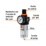 FILTRO Y REGULADOR, PRESIÓN DE AIRE, CUERDA 1/4' NPT, TRUPER
