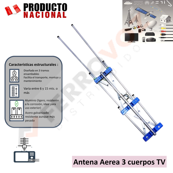 ANTENA AEREA 3 CUERPOS TV