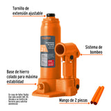 GATO HIDRÁULICO DE BOTELLA DE 2 TON, TRUPER