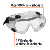 GOGGLES DE SEGURIDAD CON VÁLVULAS DE VENTILACIÓN INDIRECTA
