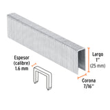 CAJA CON 1000 GRAPAS CORONA 7/16' CAL. 16, 25MM P/ENNE-160