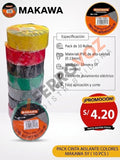 PACK CINTA AISLANTE COLORES MAKAWA 5Y ( 10 PCS )