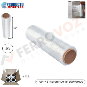 CINTA STRETCH FILM 18" X 900 GR X ( 4 PCS ) ECONOMICO