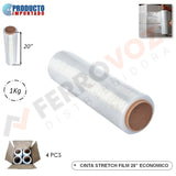 CINTA STRETCH FILM 20" x 20 um x 910 gr (4 PCS ) ECONOMICO