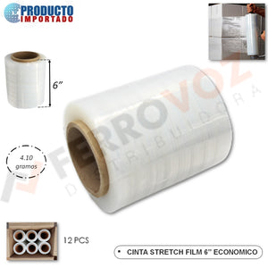 CINTA STRETCH FILM 6" X 20 UM X 410 GR X ( 12 PCS ) ECONOMICO