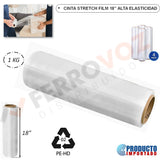 CINTA STRETCH FILM 18" X 1.00 KG X ( 4 PCS) ALTA ELASTICIDAD