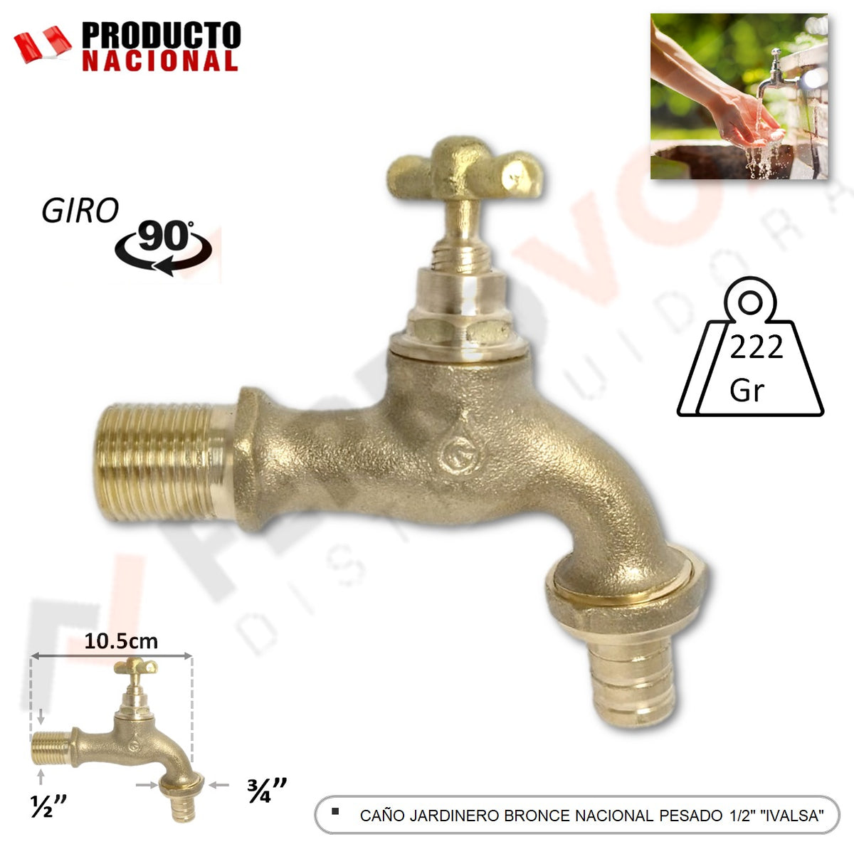 CAÑO JARDINERO BRONCE NACIONAL 1/2