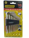 JUEGO DE LLAVE ALLEN CROMADO 1.5 - 10mm 10PCS " KAMASA "