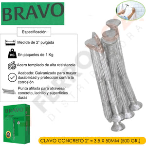 CLAVO CONCRETO 2" ≈ 3.5 X 50MM (500 GR.)