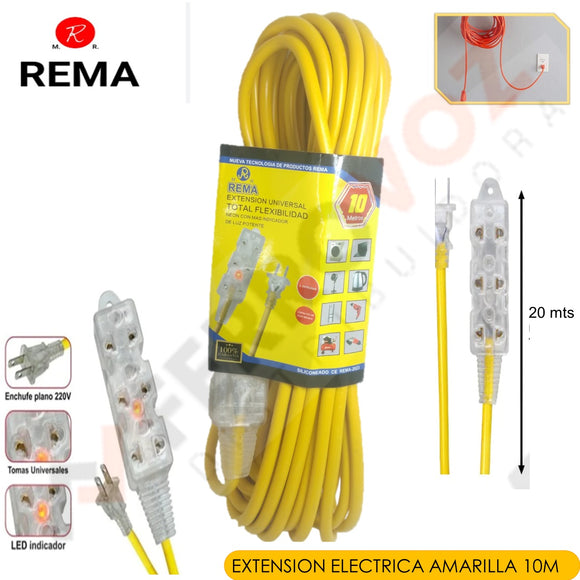 EXTENSION ELECTRICA VULCANIZADA  AMARILLA  10 MT   