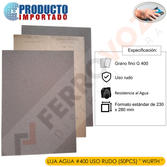 LIJA AGUA #400 USO RUDO (50PCS) 