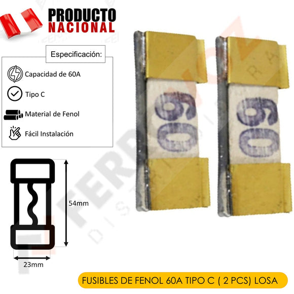 FUSIBLES DE FENOL 60A TIPO C ( 10 PCS) LOSA