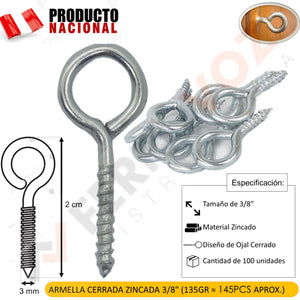 ARMELLA CERRADA ZINCADA  3/8" (135GR ≈ 145PCS APROX.)