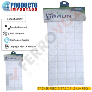 STICKER PRECIO 17.5 X 11.5 MM PEQ "COLORES VARIADOS"