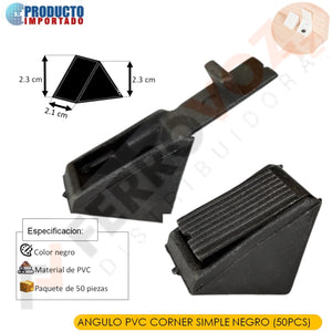 ANGULO PVC CORNER SIMPLE  NEGRO (50PCS)