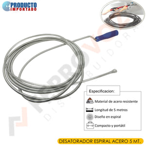 DESATORADOR ESPIRAL ACERO 5 mt.